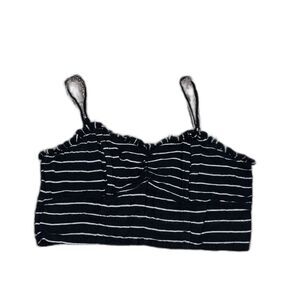 American Eagle Black White Striped Cropped Buster Size Large